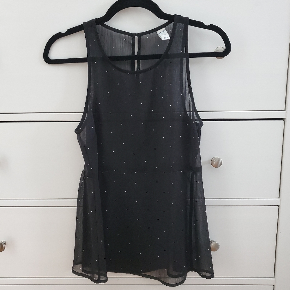 Sheer polka dot peplum blouse